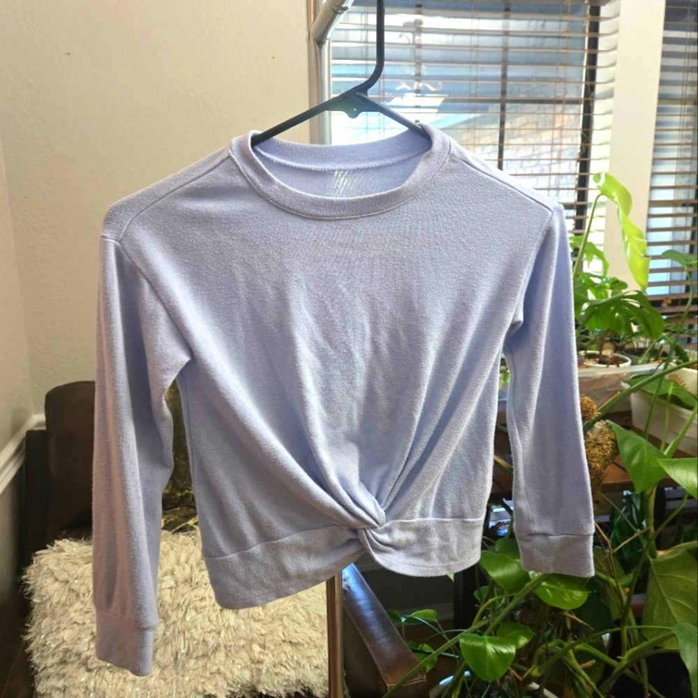 🖤5/$25🐝 Childrens Place Girls Sweater Size 5/6 Baby Blue Soft Tie Front EUC